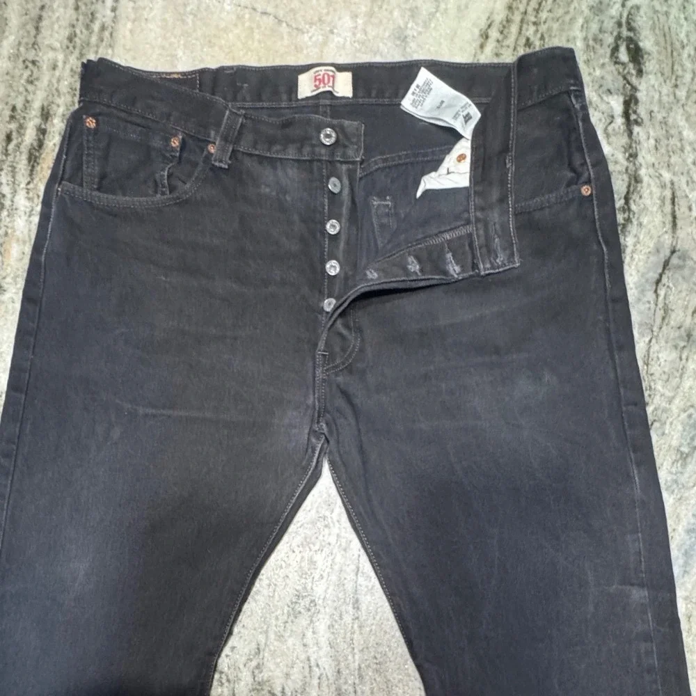 Levi's 501 Jeans Mens 38x30 Original Straight Leg Button Fly Black Denim